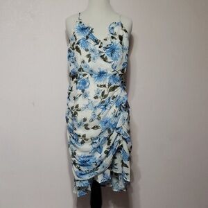 Lulu's Floral Blue, Green and White Spaghetti Strap Dress Size XL (fits M-L)